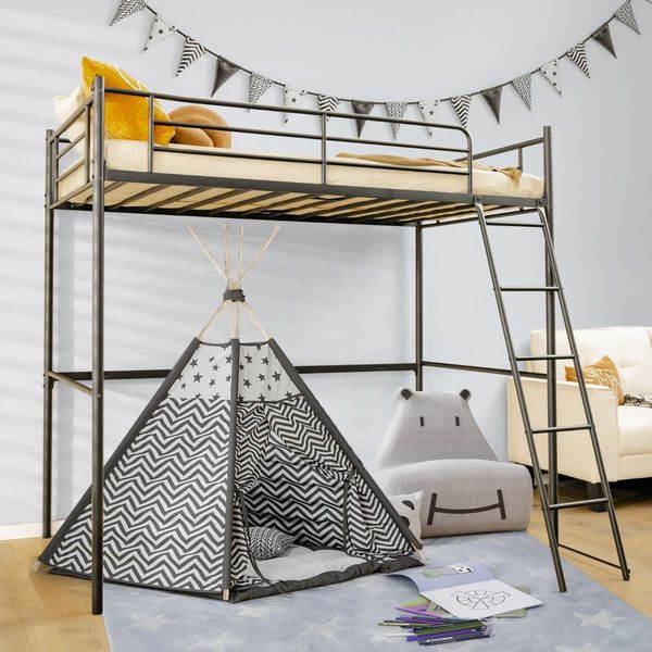 Heavy-duty Steel Bed Frame with High Guard Rails for Relaxation