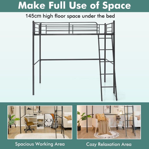 Heavy-duty Steel Bed Frame with High Guard Rails for Relaxation