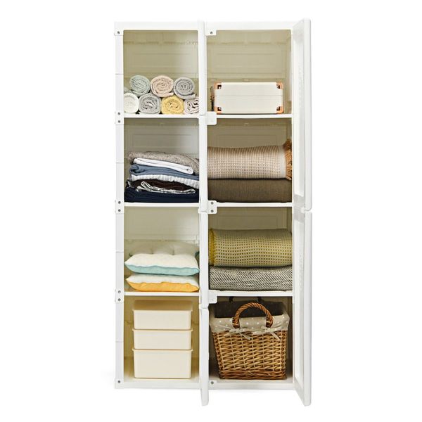 Portable Wardrobe Closet with Magnet Doors for Living Room