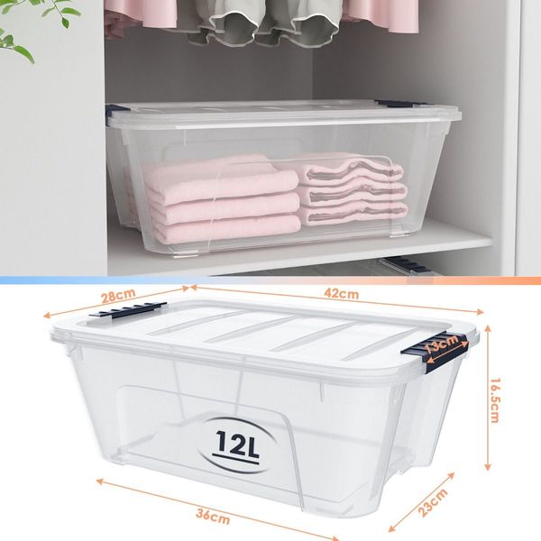 12 Pieces Stackable Plastic Storage Container with Durable Lid 12L