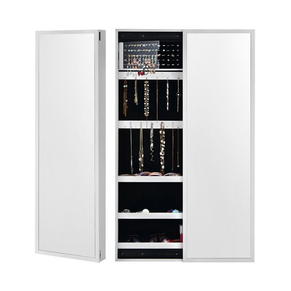 Jewelry Storage Cabinet with Full-Length Mirror for Bedroom