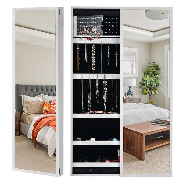 Jewelry Storage Cabinet with Full-Length Mirror for Bedroom