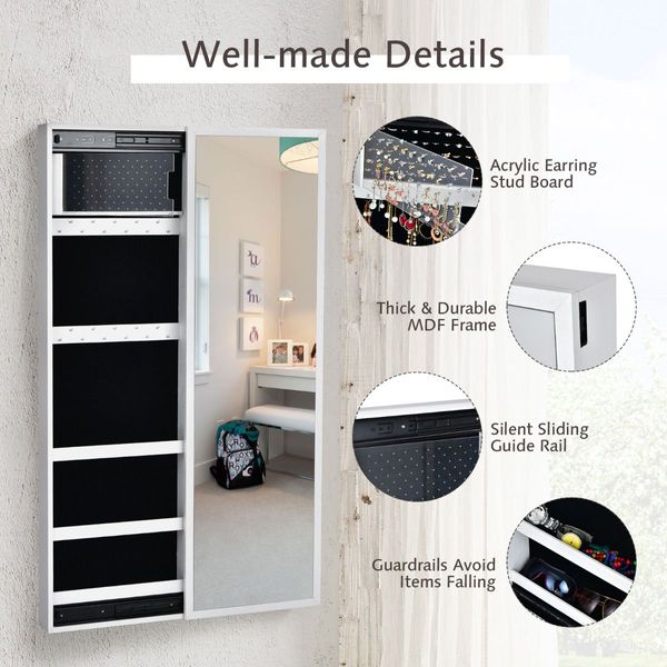 Jewelry Storage Cabinet with Full-Length Mirror for Bedroom