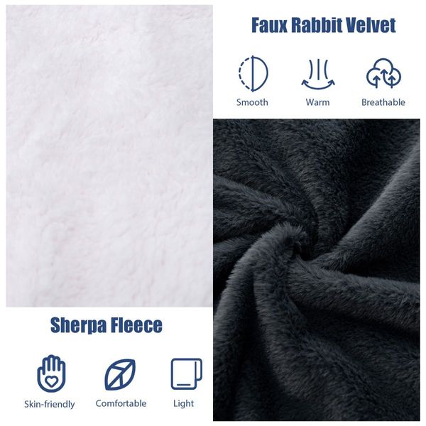 Cotton Wool & 320GSM Rabbit Velvet Electric Heated Blanket with 9 Heat Settings