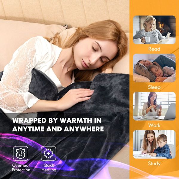 230GSM Soft Fast Heating Blanket with 9 Heat Settings & 9 Hours Timing Function