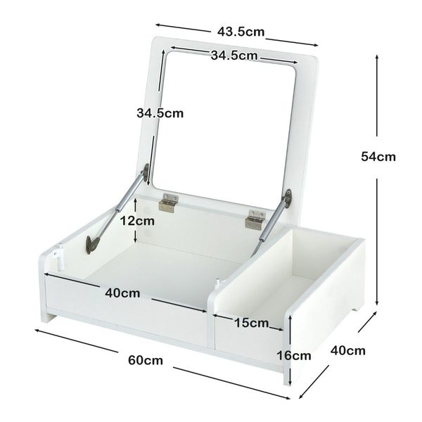 Countertop Vanity Dresser with Flip-Top Mirror and Multifunctional Storage Box for Bedroom