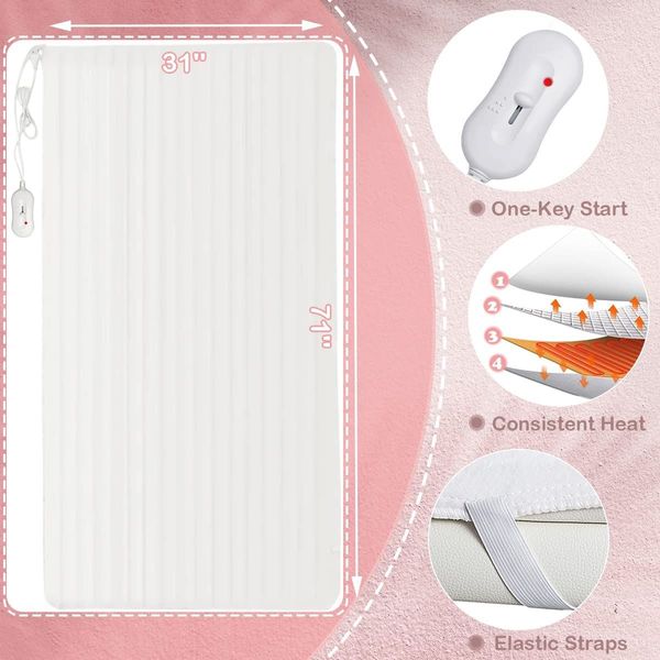 Electric Heated Pad for Massage Table with 3 Digital Heat Settings, Timer Auto