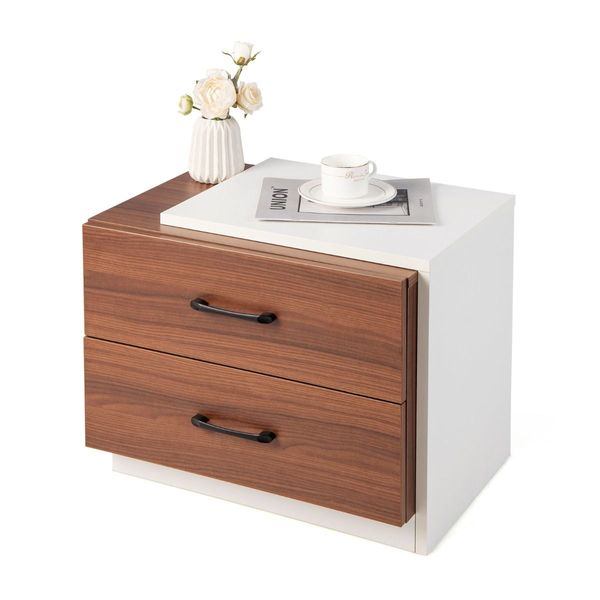 Modern Nightstand with 2 Storage Drawers for Bedroom