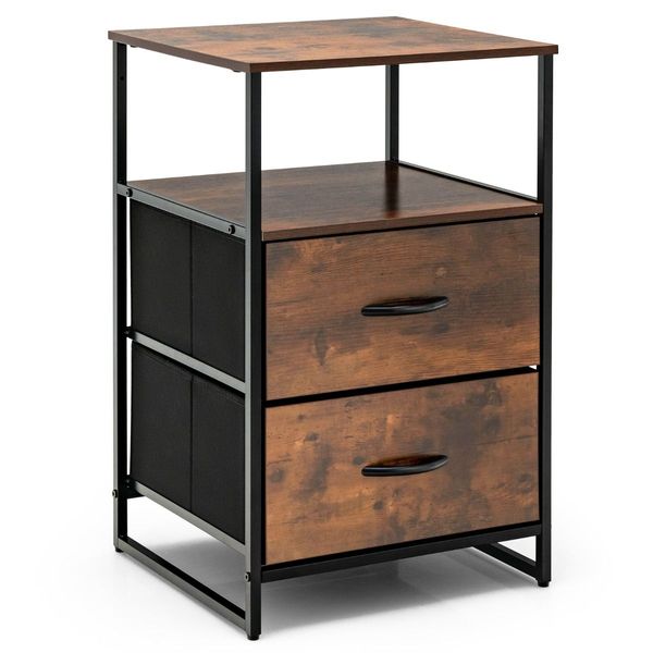 2-Drawer Storage Cabinet with Removable Fabric Drawers for Living Room/Bedroom