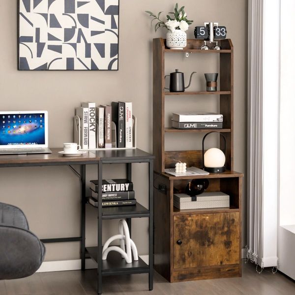 Multifunctional End Side Table with 6-Level Adjustable Shelves for Bedroom