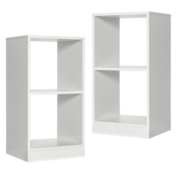 2-tier Bookcase Set with Anti-toppling Device for Bedroom