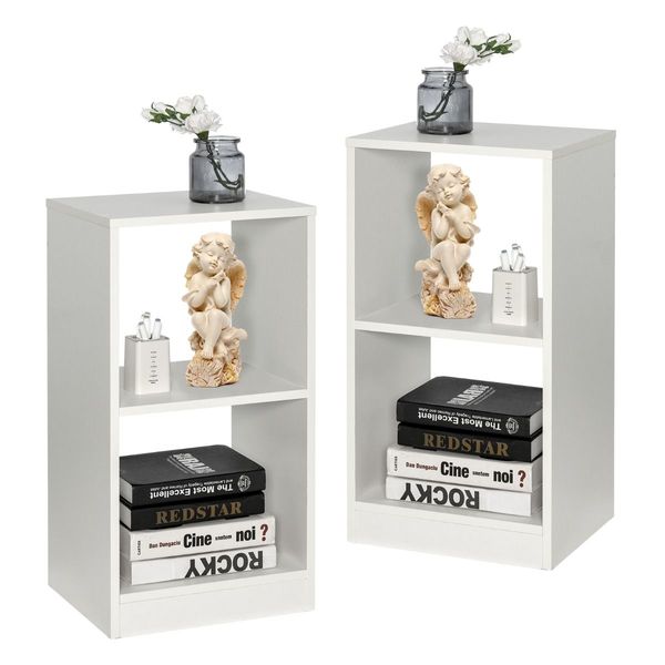 2-tier Bookcase Set with Anti-toppling Device for Bedroom