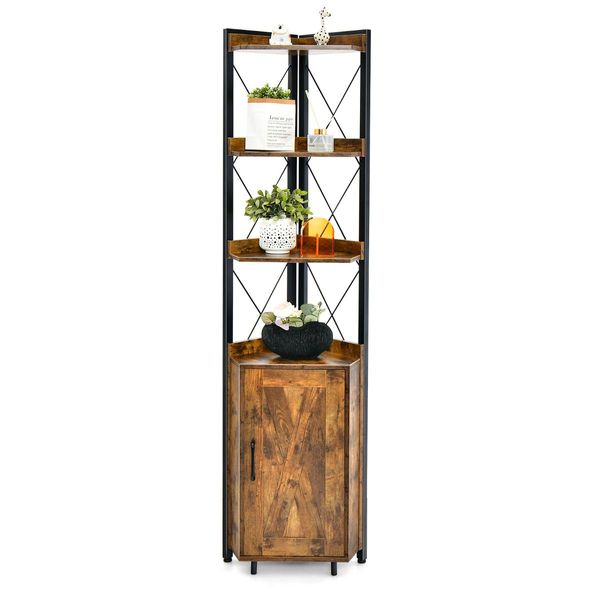 6-Tier Corner Bookcase with 5-Level Adjustable Shelf & Anti-Tipping Kits