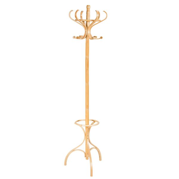 Practical Birch Coat Stand with 360 degree Rotating Top Tier for Hat & Jacket