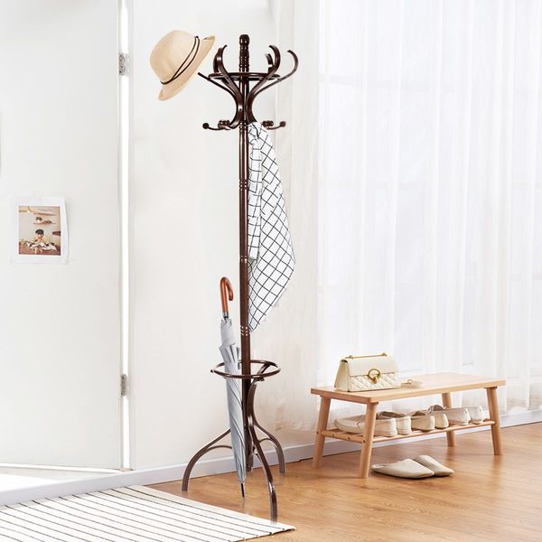 Practical Birch Coat Stand with 360 degree Rotating Top Tier for Hat & Jacket