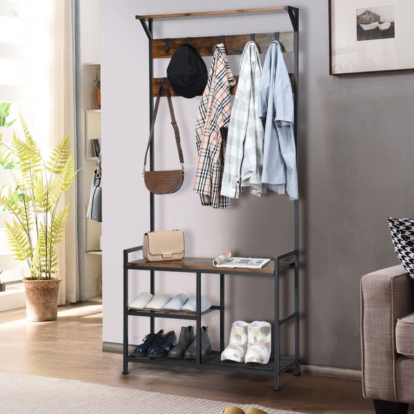 3-In-1 Multifunctional Coat Rack Stand with Storage Shelf for Entryway