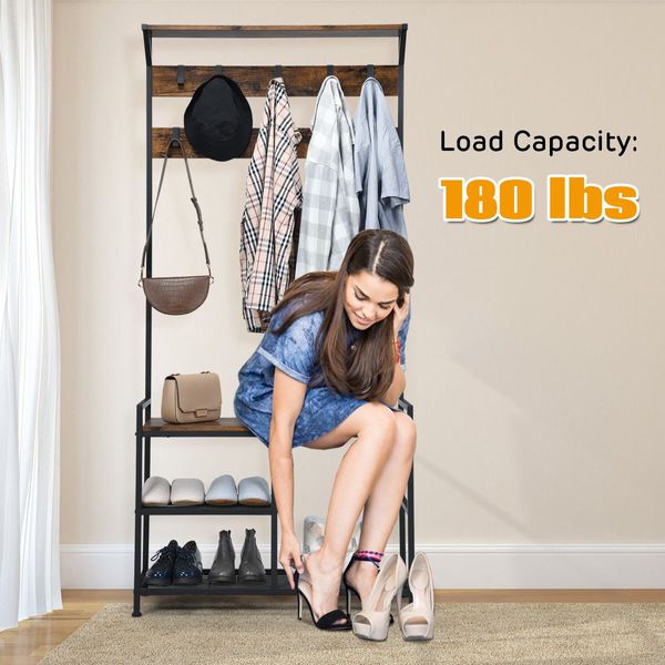 3-In-1 Multifunctional Coat Rack Stand with Storage Shelf for Entryway