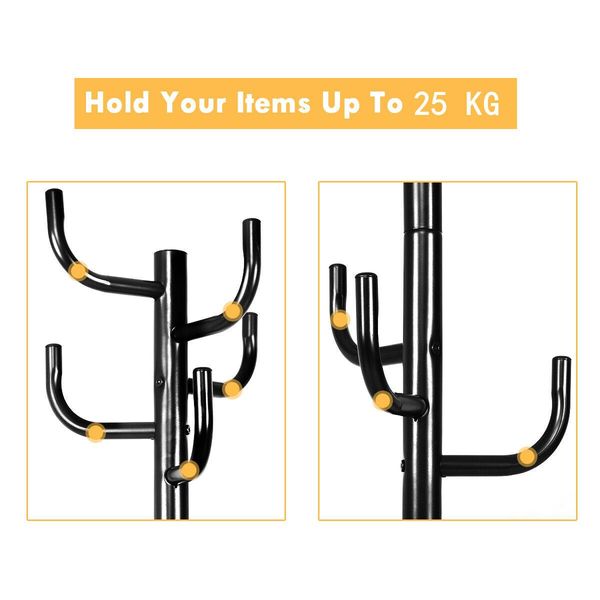 Metal Coat Rack Stand with 8 Hooks for Hats & Scarves & Handbags