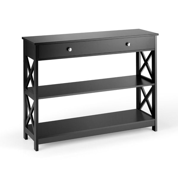 Console Table with Drawer and 2 Shelves for Living Room/Entrance