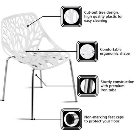 Set of 6 Modern Dining Chair with Stackable Plastic for Dining Room