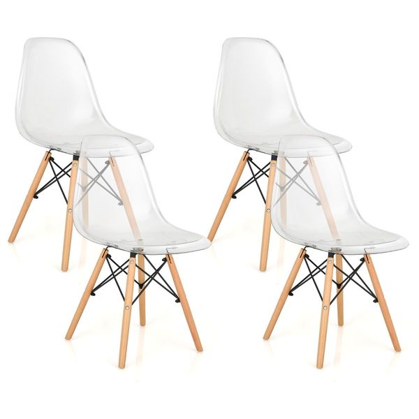 Mid-Century Modern Set of 4 Dining Chairs with Beech Wood Legs for Dining Room/Kitchen/Living Room