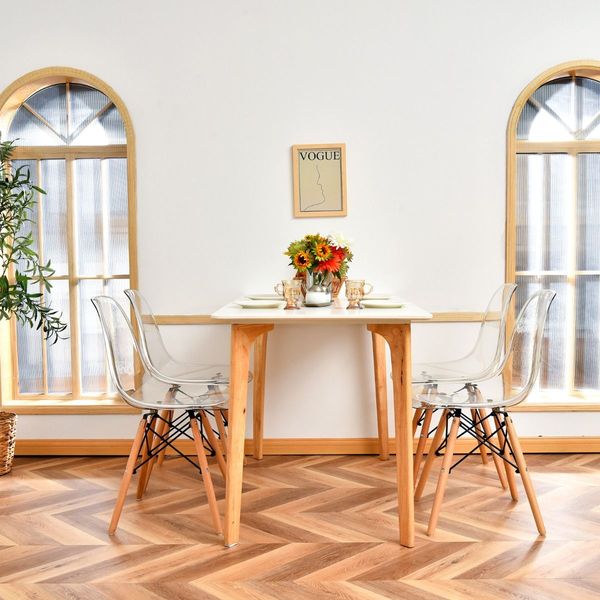 Mid-Century Modern Set of 4 Dining Chairs with Beech Wood Legs for Dining Room/Kitchen/Living Room