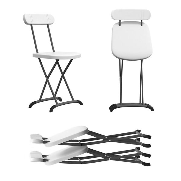 Set of 2 Folding Chair with Ergonomic Backrest & Curved Feet