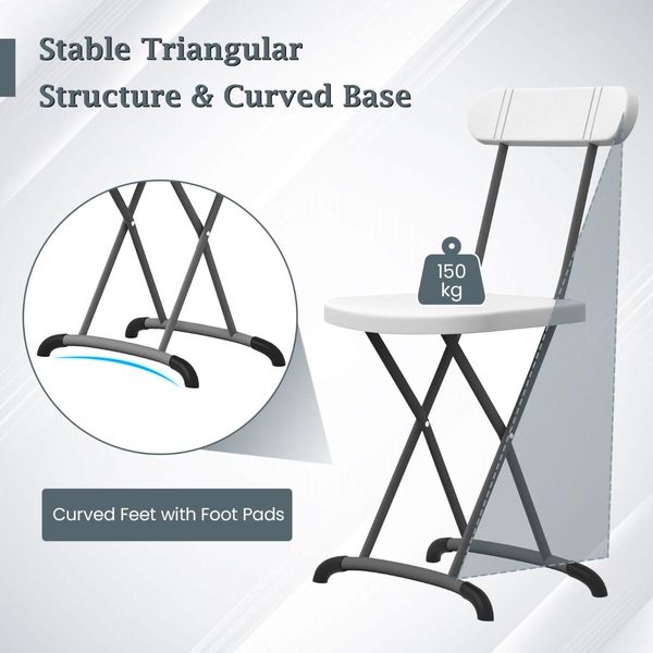 Set of 2 Folding Chair with Ergonomic Backrest & Curved Feet