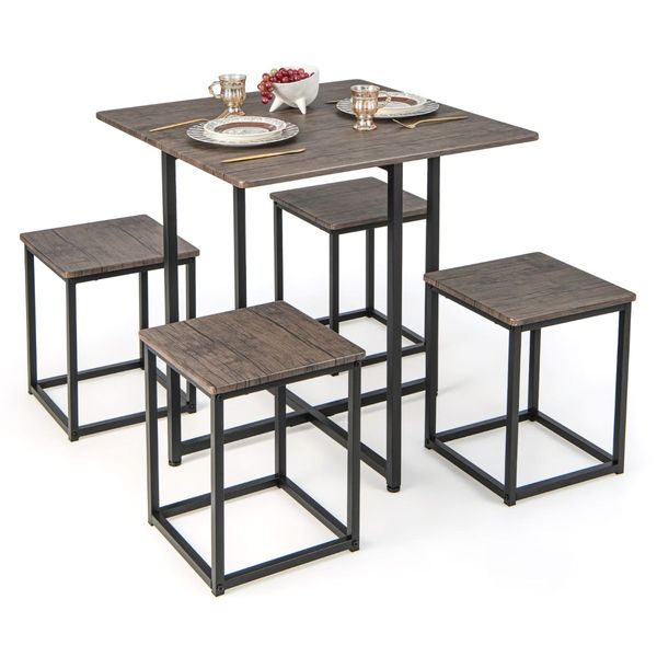 5 Piece Square Dining Table Set for Small Spaces, Apartment