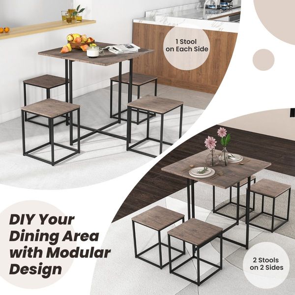 5 Piece Square Dining Table Set for Small Spaces, Apartment