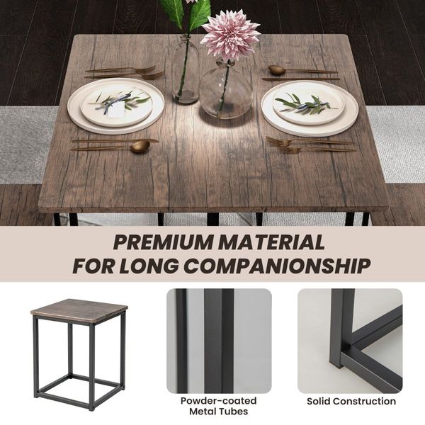 5 Piece Square Dining Table Set for Small Spaces, Apartment