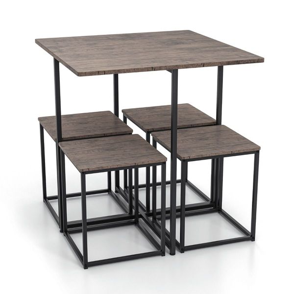 5 Piece Square Dining Table Set for Small Spaces, Apartment