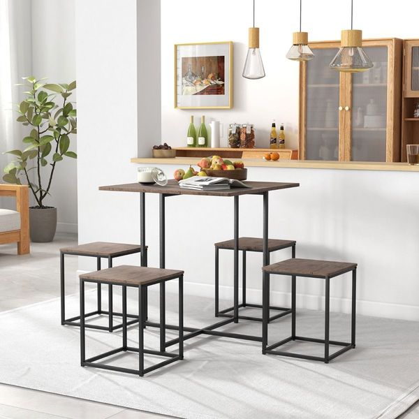 5 Piece Square Dining Table Set for Small Spaces, Apartment