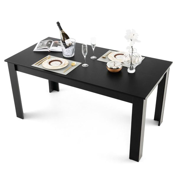 160 CM Modern Extension Dining Table with Sturdy L-shaped Legs