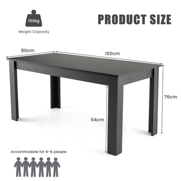 160 CM Modern Extension Dining Table with Sturdy L-shaped Legs