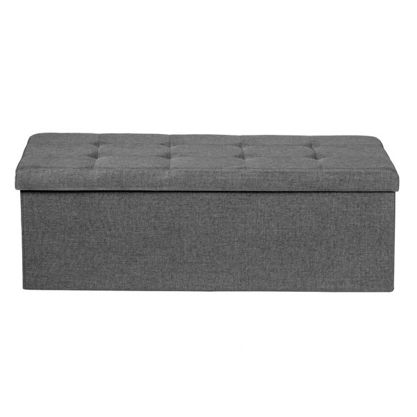 Fabric Folding Storage Ottoman with Divider for Entryway