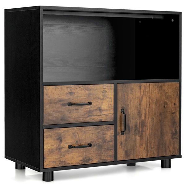 2 Drawer File Cabinet with Door with Industrial Style for Living Room