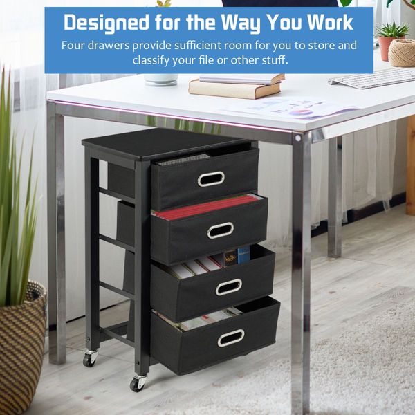 Heavy Duty Rolling File Cabinet with 4 Drawers