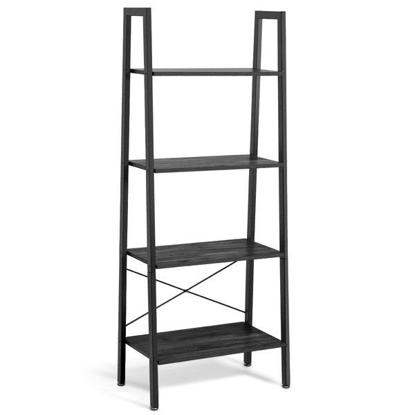 4-Tier Ladder Bookshel with No-Shaking Construction for Office