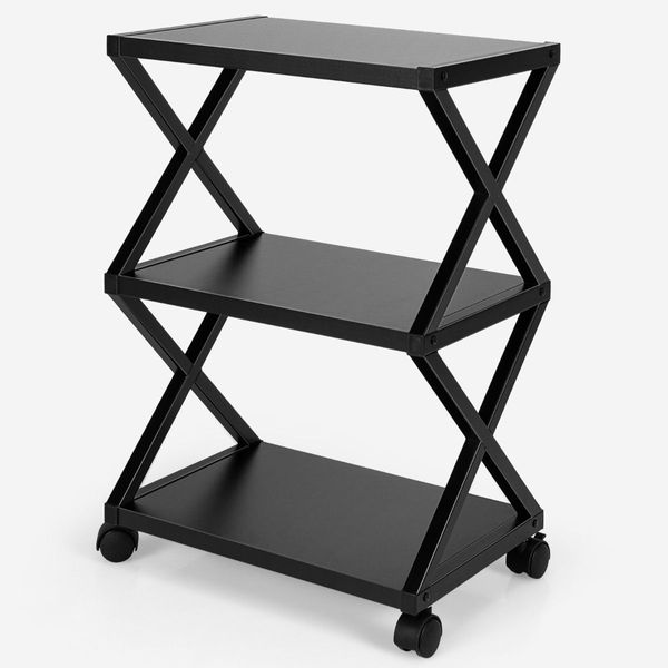 3-tier Mobile Printer Stand Cart with Storage Shelf and Adjustable Anti-skid Pads