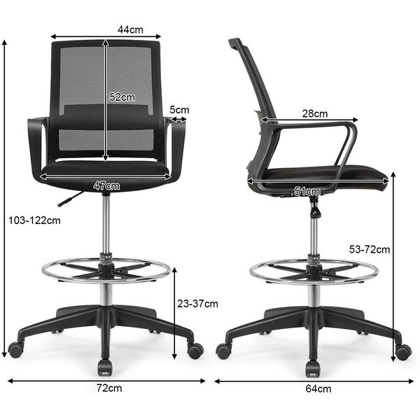 Mesh Drafting Chair with Adjustable Height for Home & Office