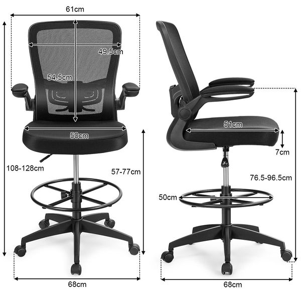 Ergonomic Drafting Chair with Flip-Up Armrest