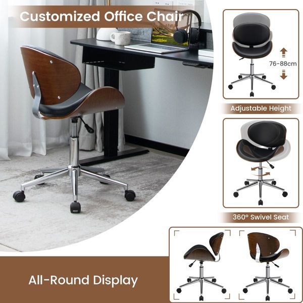 Modern Computer Chair with Curved Swivel Seat for Home & Office