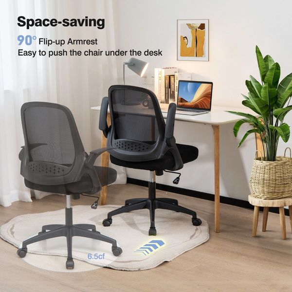 360 degree Swivel Mesh Office Chair with Flip-up Armrest for Home & Office