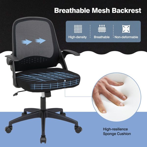 360 degree Swivel Mesh Office Chair with Flip-up Armrest for Home & Office