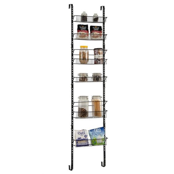 Over Door Wall-Mounted Pantry Organizer with 6 Adjustable Baskets