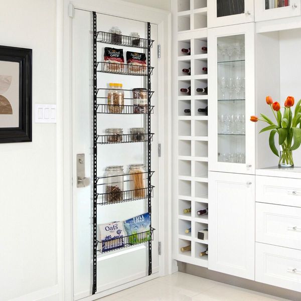 Over Door Wall-Mounted Pantry Organizer with 6 Adjustable Baskets