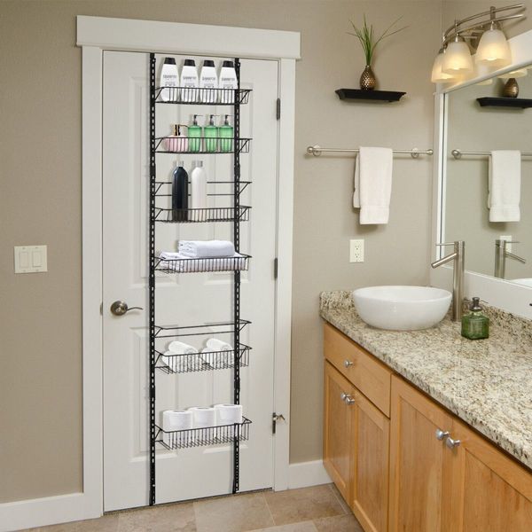 Over Door Wall-Mounted Pantry Organizer with 6 Adjustable Baskets