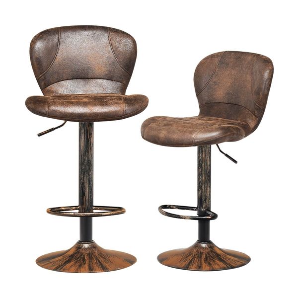 set of 2 Adjustable Swivel Barstools with Back for Kitchen