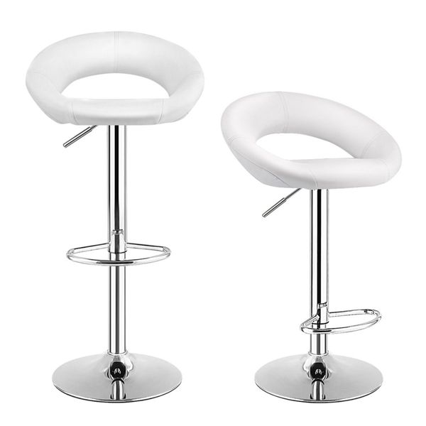 Set of 2 Height Adjustable and 360 degree Home Bar Stool with Non-Slip Base and Steel Footrest